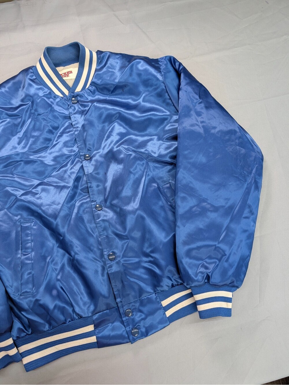 Colts Satin Bomber Jacket Vintage Locker Line Blue Snap L